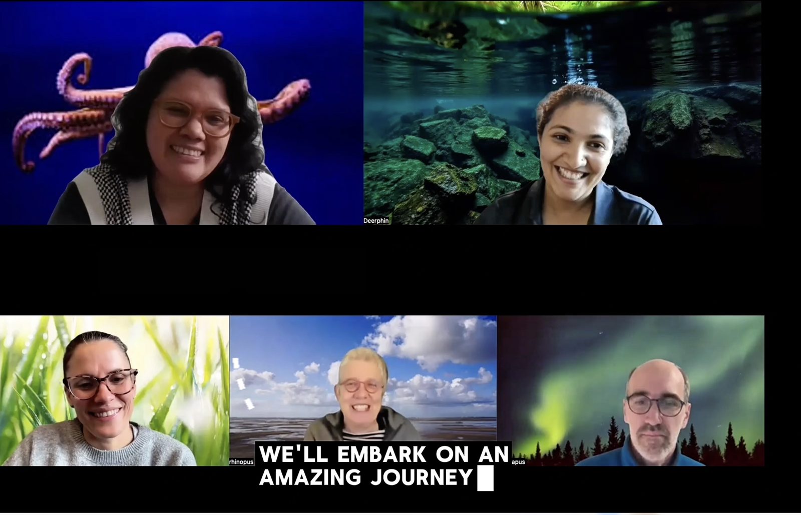Participants in an online Art Dialogues session on video call