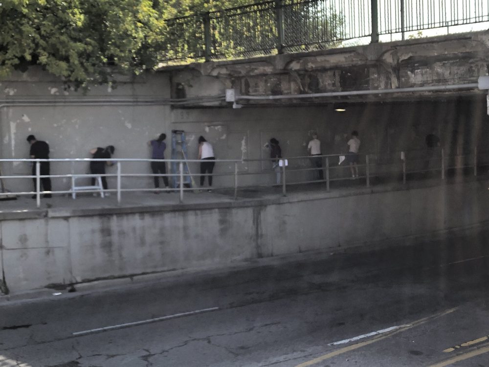 A mural installed in an underpass