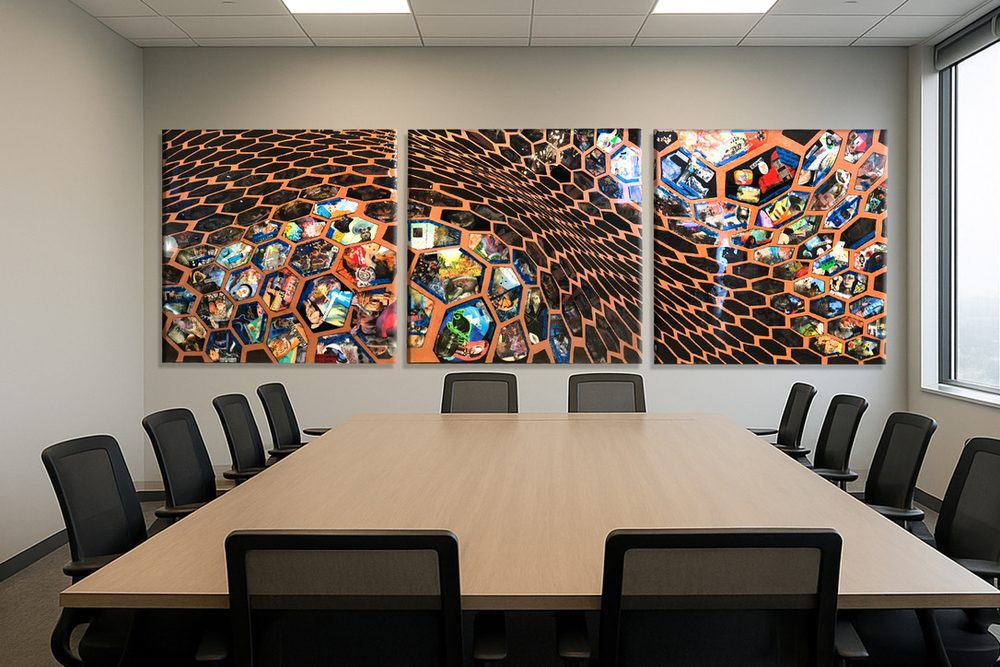 The triptych hanging in the boardroom