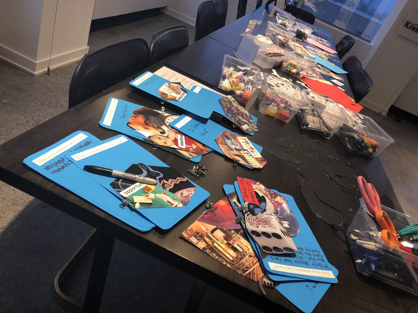Collages mounted on prompt cards