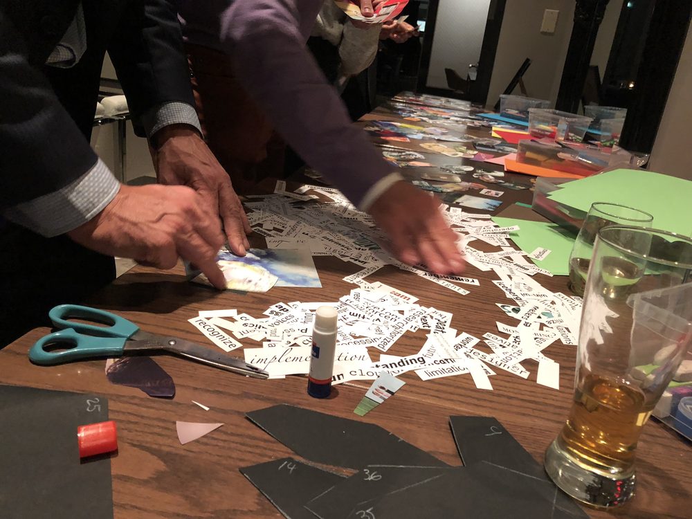 Guests choosing word and image cut-outs