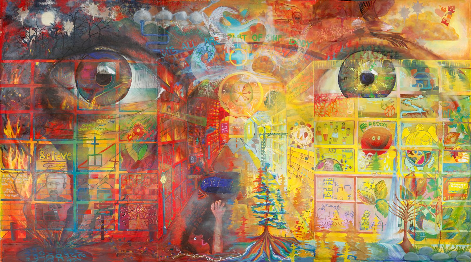 The One Body painting with two large eyes