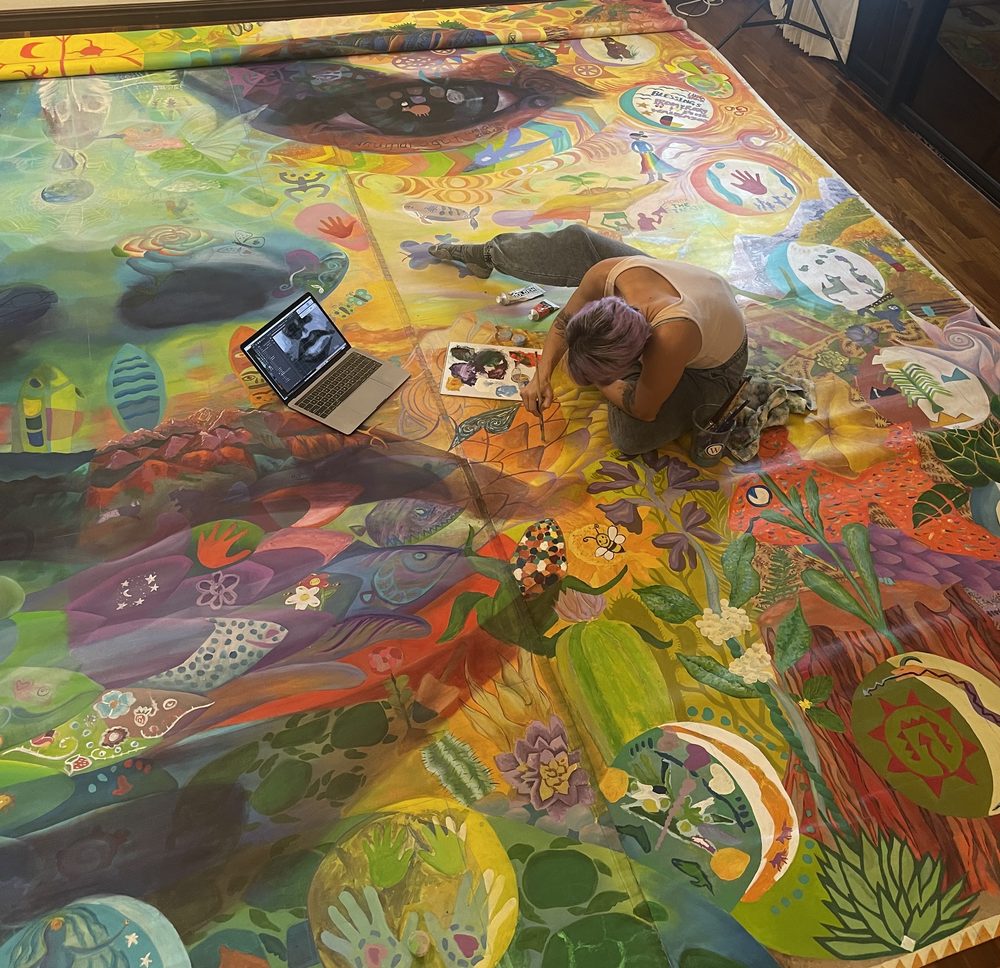 Painting a travelling mural