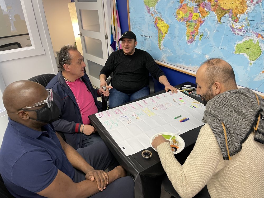 A group planning around a table